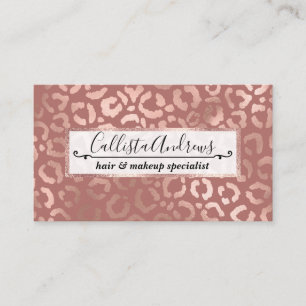 Chic Rose Gold Pink Leopard Cheetah Animal Print Business Card
