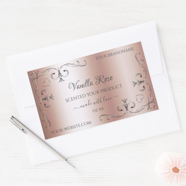 Chic Rose Gold Product Labels Silver Ornate Corner (Envelope)