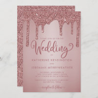 Chic Rose Gold Sparkle Dripping Glitter Wedding