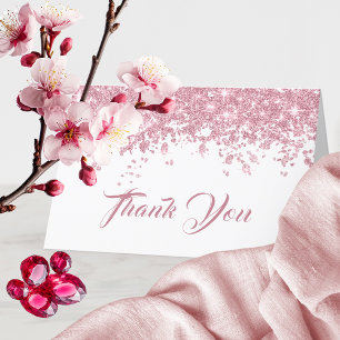 Chic Rose Gold Sparkles Birthday  Thank You Card