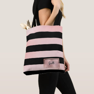 Chic Rose Gold Stripes Tote Bag