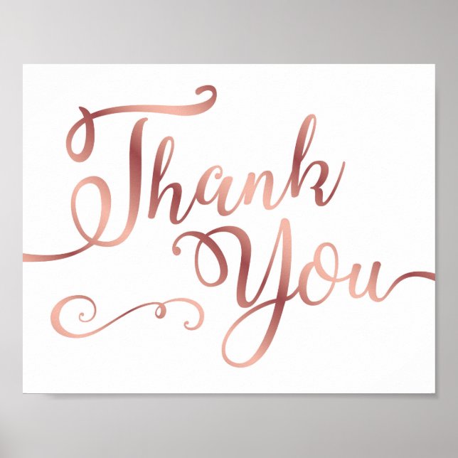 Chic Rose Gold THANK YOU Sign Print (Front)