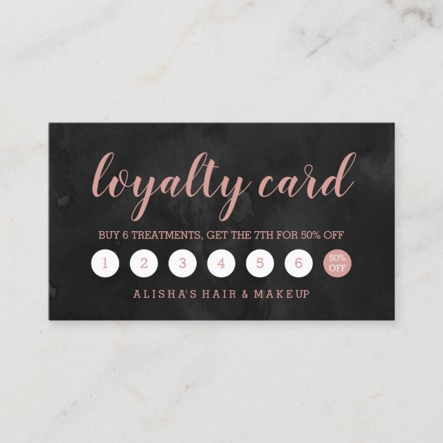 Chic rose gold typography watercolor loyalty card (Front)