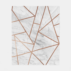 Chic Rose Gold White Marble Stylish Fleece Blanket