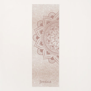 Chic Rose Gold Yogi Mandala Namaste Om Custom Name Yoga Mat