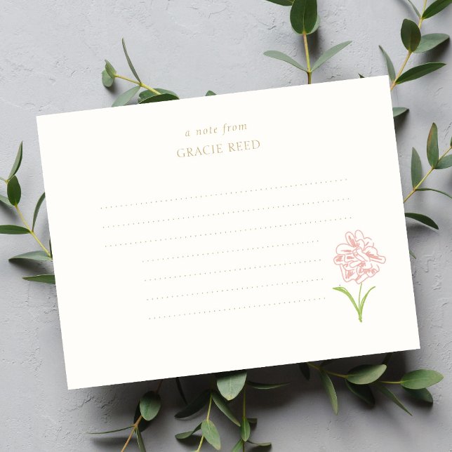 Chic Rose Wedding Lined Handwritten Note Card (Creator Uploaded)