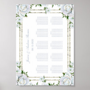 Chic Roses & Silver  Border Floral Seating Chart