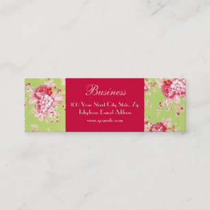 Chic Roses Skinny Green Business Card 2
