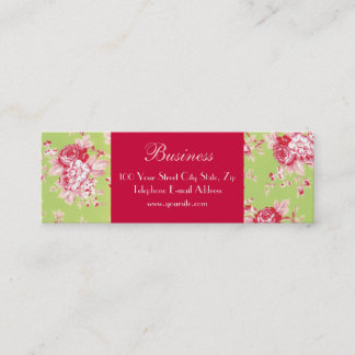 Chic Roses Skinny Green Business Card 2
