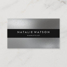 Chic Rough FAUX Silver Black Bar Modern Elegant