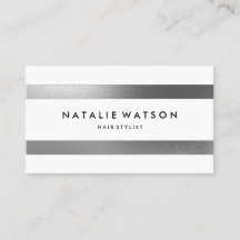 Chic Rough FAUX Silver Stripes White Modern