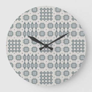 Chic Round Wall Clock Welsh Tapestry Pattern, Grey
