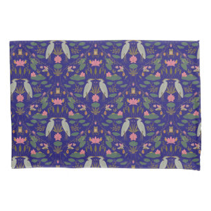 Chic Royal Blue Heron Heritage Revival Pillowcase