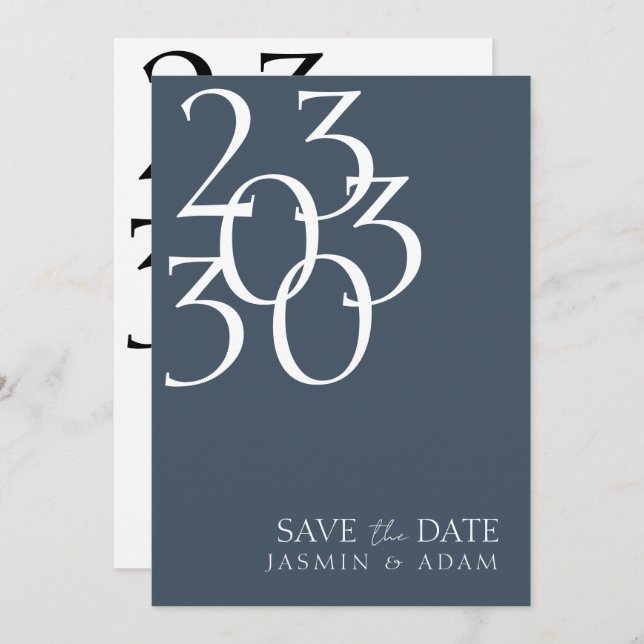 Chic Royal Blue Opulence Minimal Photo Wedding Save The Date (Front/Back)