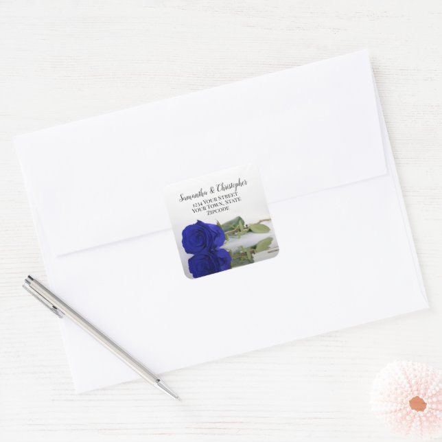 Chic Royal Blue Rose Return Address Envelope Seal (Envelope)