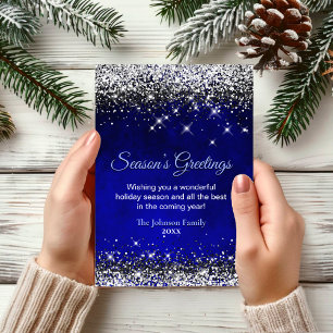 Chic royal blue silver glitter Christmas New Year