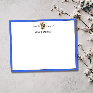 Chic Royal Blue Sloth Nursery Note Card