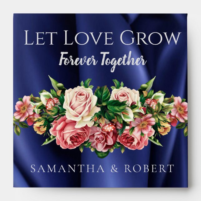 Chic Royal Navy Velvet Wedding Favour Flower Seeds Envelope (Front)