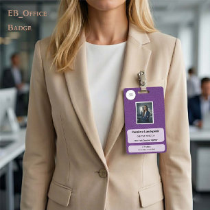 Chic Royal Purple Leather Custom Logo Photo ID Bad Badge