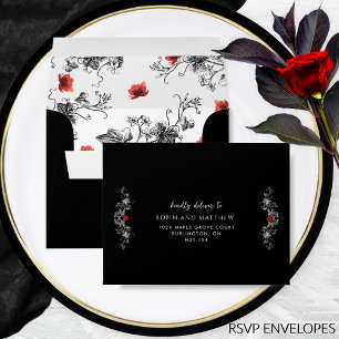 Chic RSVP Black and Red Victorian Gothic Wedding Envelope