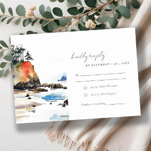 Chic Ruby Beach Olympic National Park Wedding RSVP Card