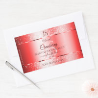 Chic Ruby Red Soft Glitter Product Labels Monogram