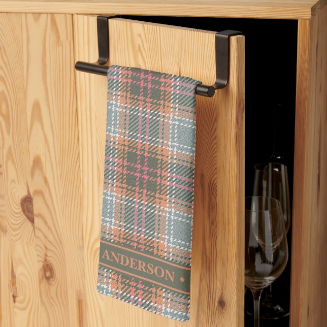 Chic Rust Colour Influenced Plaid Tea Towel (Thirds Fold)