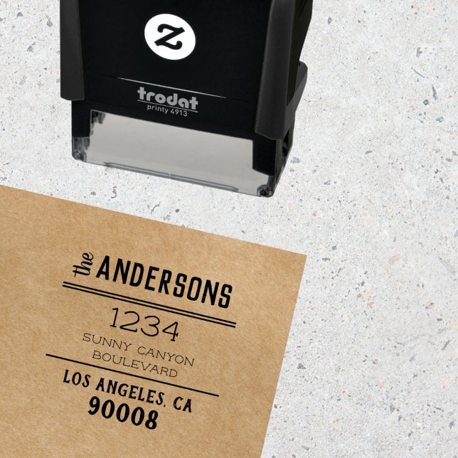 Chic Rustic Big Family Name Personalised Address Self-inking Stamp (Creator Uploaded)