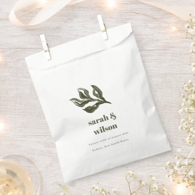 Chic Rustic Boho Retro Green Botanical Wedding Favour Bag (Clipped)