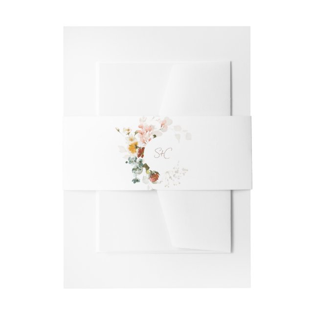 Chic Rustic Boho Wildflower Floral Garden Wedding Invitation Belly Band (Front Example)