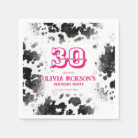 Chic Rustic Cow Print Hot Pink 30th Birthday Party