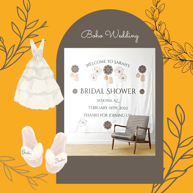 Chic Rustic Floral Boho Wedding  Tapestry (Creator Uploaded)