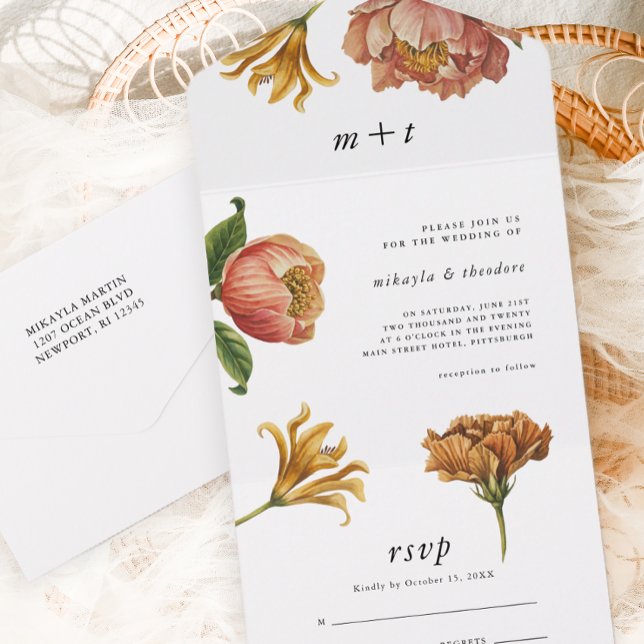 Chic Rustic Floral Wedding  All In One Invitation (Creator Uploaded)