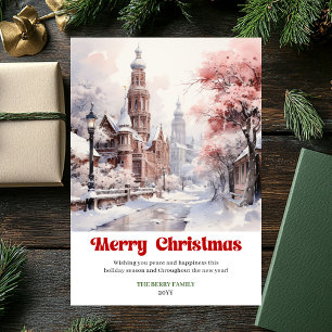 Chic rustic holiday scene minimalist pink city