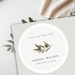 Chic Rustic Minimal Olive Branch Foliage Wedding Classic Round Sticker<br><div class="desc">For any further customisation or any other matching items,  please feel free to contact me at yellowfebstudio@gmail.com</div>