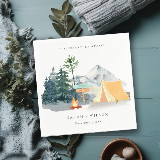 Chic Rustic Pine Woods Camping Mountain Wedding Napkin (Creator Uploaded)