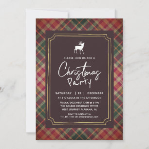 Chic Rustic Tartan Plaid Christmas Party Invitation