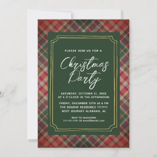 Chic Rustic Tartan Plaid Christmas Party Invitation