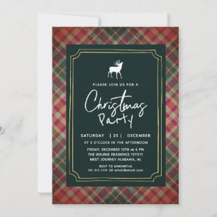Chic Rustic Tartan Plaid Christmas Party Invitation