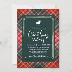 Chic Rustic Tartan Plaid Christmas Party Invitation