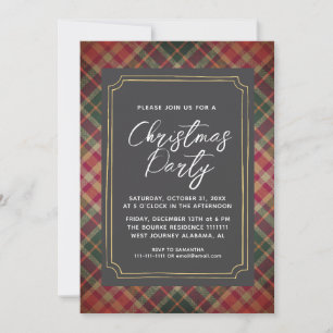 Chic Rustic Tartan Plaid Christmas Party Invitation
