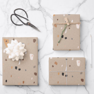 Chic rustic taupe terrazzo wrapping paper sheet