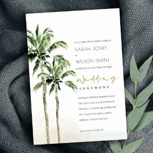 Chic Rustic Tropical Beach Palm Trees Wedding Invitation