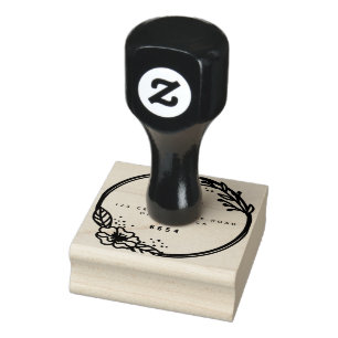 Chic Rustic Wedding Names Return Address Self-inki Rubber Stamp