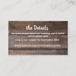 Chic Rustic Wood Wedding Website RSVP Card