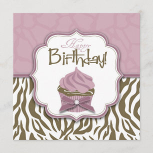 Chic Safari & Cupcake Birthday Card