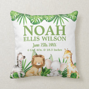 Chic Safari Jungle Animals Greenery Boy Nursery  Cushion