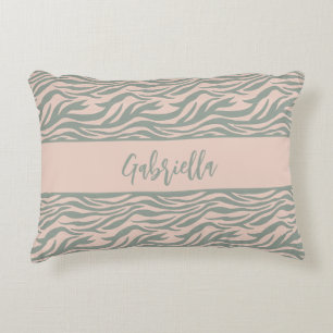 Chic Safari Pink and Green Tiger Print Animal Skin Decorative Cushion