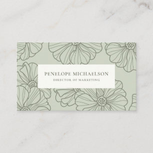 Chic Sage Botanical Floral Sketch Business Card