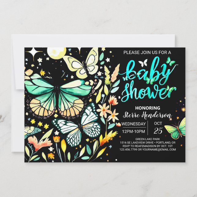 Chic Sage Flutter Baby Shower Invitation (Front)